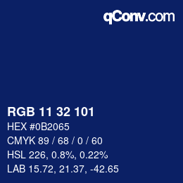 Color code: RGB 11 32 101 | qconv.com