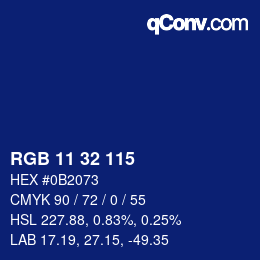 Color code: RGB 11 32 115 | qconv.com