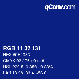 Color code: RGB 11 32 131 | qconv.com