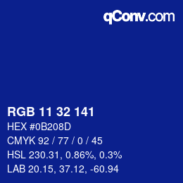Color code: RGB 11 32 141 | qconv.com