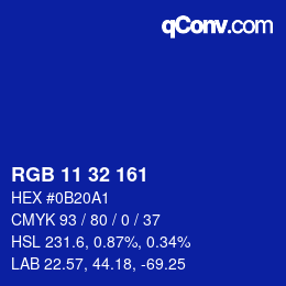 Color code: RGB 11 32 161 | qconv.com