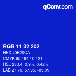 カラーコード: RGB 11 32 202 | qconv.com