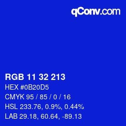Color code: RGB 11 32 213 | qconv.com