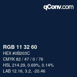 カラーコード: RGB 11 32 60 | qconv.com