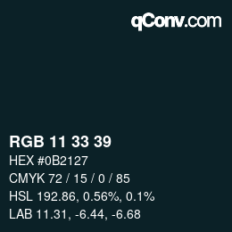 Color code: RGB 11 33 39 | qconv.com