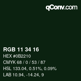 Color code: RGB 11 34 16 | qconv.com