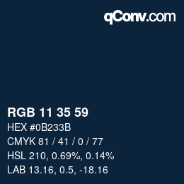 Color code: RGB 11 35 59 | qconv.com
