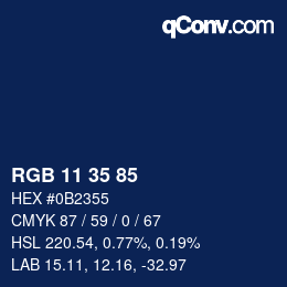 カラーコード: RGB 11 35 85 | qconv.com