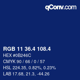 カラーコード: RGB 11 36.4 108.4 | qconv.com