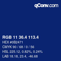 カラーコード: RGB 11 36.4 113.4 | qconv.com