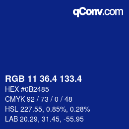 カラーコード: RGB 11 36.4 133.4 | qconv.com