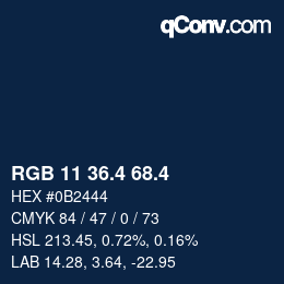 カラーコード: RGB 11 36.4 68.4 | qconv.com