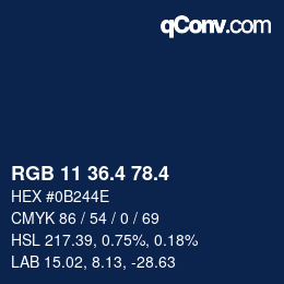 カラーコード: RGB 11 36.4 78.4 | qconv.com