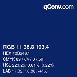 カラーコード: RGB 11 36.8 103.4 | qconv.com