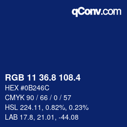 カラーコード: RGB 11 36.8 108.4 | qconv.com