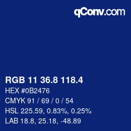 カラーコード: RGB 11 36.8 118.4 | qconv.com
