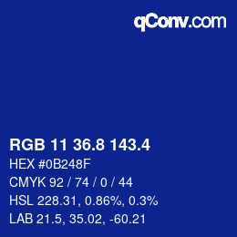 カラーコード: RGB 11 36.8 143.4 | qconv.com