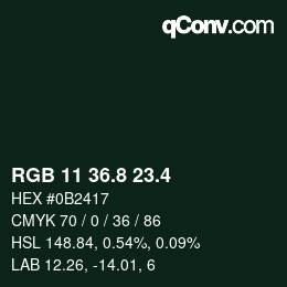 カラーコード: RGB 11 36.8 23.4 | qconv.com