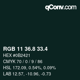 カラーコード: RGB 11 36.8 33.4 | qconv.com