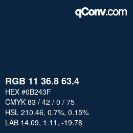 カラーコード: RGB 11 36.8 63.4 | qconv.com