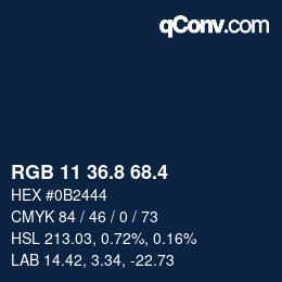 カラーコード: RGB 11 36.8 68.4 | qconv.com