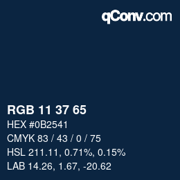 Color code: RGB 11 37 65 | qconv.com