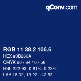 カラーコード: RGB 11 38.2 106.6 | qconv.com