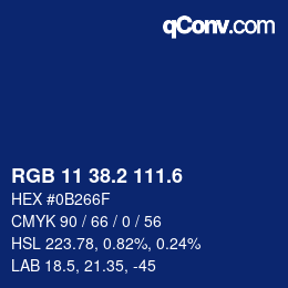 カラーコード: RGB 11 38.2 111.6 | qconv.com