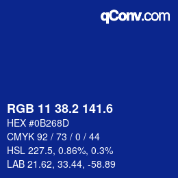 カラーコード: RGB 11 38.2 141.6 | qconv.com