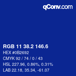 カラーコード: RGB 11 38.2 146.6 | qconv.com