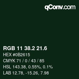 カラーコード: RGB 11 38.2 21.6 | qconv.com