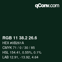 カラーコード: RGB 11 38.2 26.6 | qconv.com