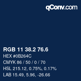 カラーコード: RGB 11 38.2 76.6 | qconv.com