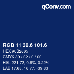 カラーコード: RGB 11 38.6 101.6 | qconv.com