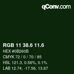 カラーコード: RGB 11 38.6 11.6 | qconv.com
