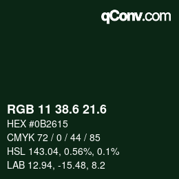カラーコード: RGB 11 38.6 21.6 | qconv.com