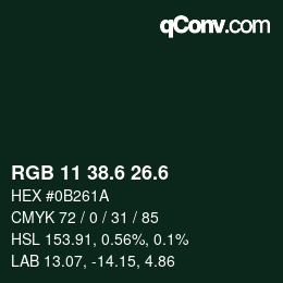カラーコード: RGB 11 38.6 26.6 | qconv.com