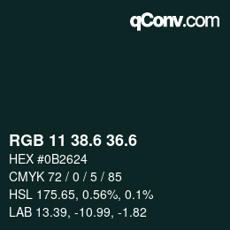 カラーコード: RGB 11 38.6 36.6 | qconv.com