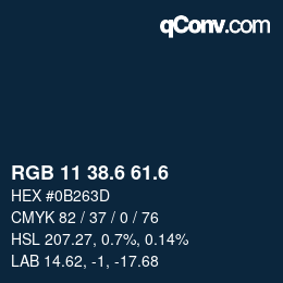 カラーコード: RGB 11 38.6 61.6 | qconv.com
