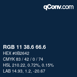 カラーコード: RGB 11 38.6 66.6 | qconv.com