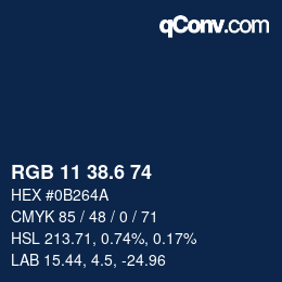 カラーコード: RGB 11 38.6 74 | qconv.com
