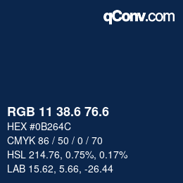 カラーコード: RGB 11 38.6 76.6 | qconv.com