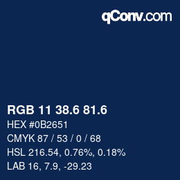 カラーコード: RGB 11 38.6 81.6 | qconv.com