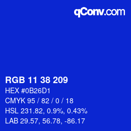 カラーコード: RGB 11 38 209 | qconv.com