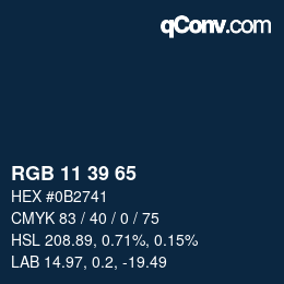Color code: RGB 11 39 65 | qconv.com