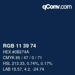 Color code: RGB 11 39 74 | qconv.com