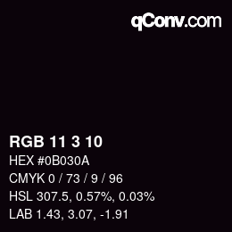 Color code: RGB 11 3 10 | qconv.com