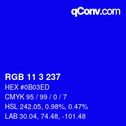 Color code: RGB 11 3 237 | qconv.com