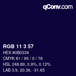 Color code: RGB 11 3 57 | qconv.com