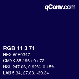 Color code: RGB 11 3 71 | qconv.com